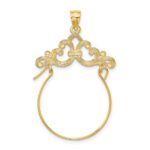 14K Fleur de Lis Scroll Framed Charm Holder Pendant