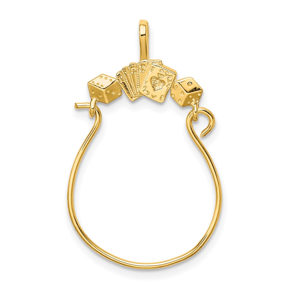 CH290.jpg 14K Cards and Dice Charm Holder Pendant - Image 1
