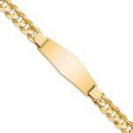 14k Polished Solid Chain/Solid Plate Curb Link Soft Diamond Shape 37.5x12mm Plate 8 inch ID Bracelet
