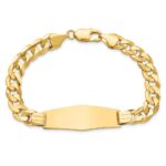 14k Polished Solid Chain/Solid Plate Curb Link Soft Diamond Shape 37.5x12mm Plate 8 inch ID Bracelet - Image 4