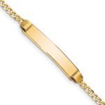 14k Polished Solid Chain/Solid Plate Curb Link 25x5mm Plate 8 inch ID Bracelet