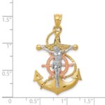 14k Tri-color Mariners Cross Pendant - Image 3
