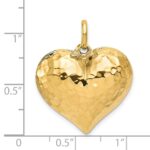 14K Polished and Hammered 3-D Puffed Heart Pendant - Image 3
