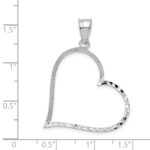 14k White Gold Solid Diamond-cut Reversible Heart Pendant - Image 3