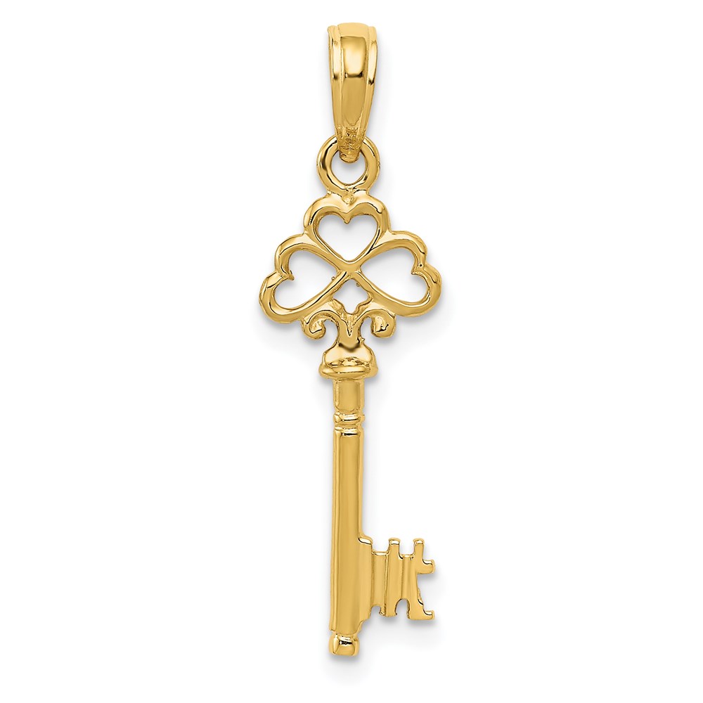 D1068.jpg 14K Polished 3-D Hearts Key Charm - Image 1