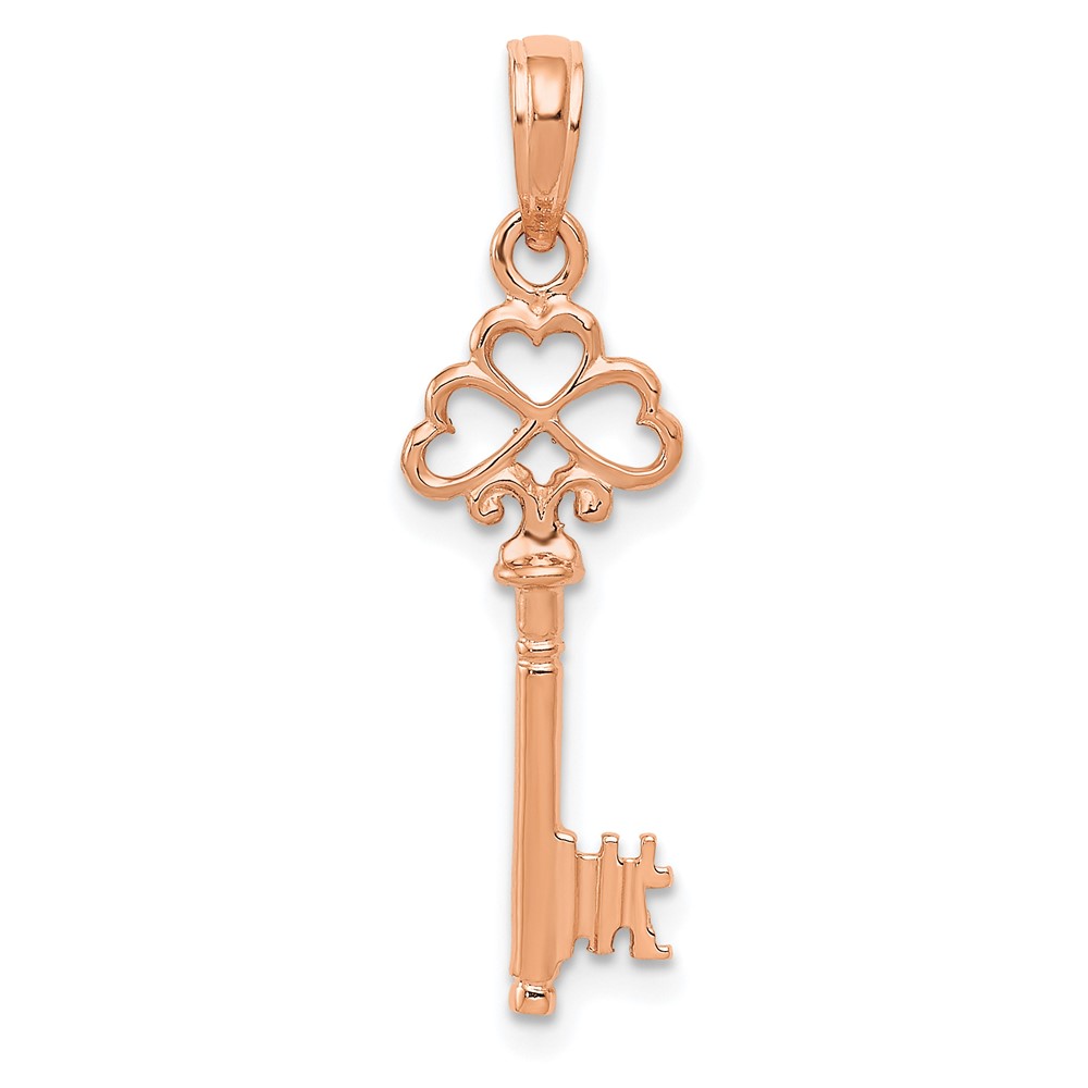 D1068R.jpg 14K Rose Gold 3-D Hearts Key Charm - Image 1