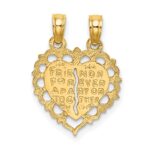 14k Polished BEST FRIEND/FRIENDS FOREVER 2-Piece Break-Apart Heart Charm - Image 3