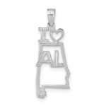 14K White Gold Solid I HEART AL Alabama State Pendant