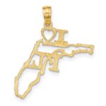 14k Solid I HEART FL Florida State Pendant - Image 3