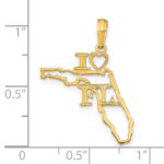 14k Solid I HEART FL Florida State Pendant - Image 4
