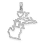 14K White Gold Solid I HEART MI Michigan State Pendant - Image 3