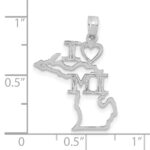 14K White Gold Solid I HEART MI Michigan State Pendant - Image 4