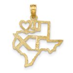 14k Solid I HEART TX Texas State Pendant - Image 3