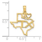 14k Solid I HEART TX Texas State Pendant - Image 4