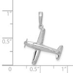 14k White Gold 3-D Low-Wing Airplane Pendant - Image 5