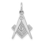 14k White Gold Polished and Textured Masonic Symbol Charm