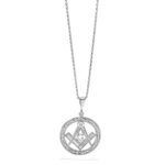 14k White Gold Polished and Textured Large Masonic Symbol Pendant - Image 5