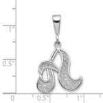 14KW White Gold Solid Polished Script Filigree Letter A Initial Pendant - Image 3