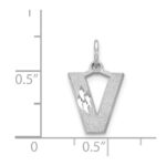 14KW Satin Diamond-cut Letter V Initial Charm - Image 3
