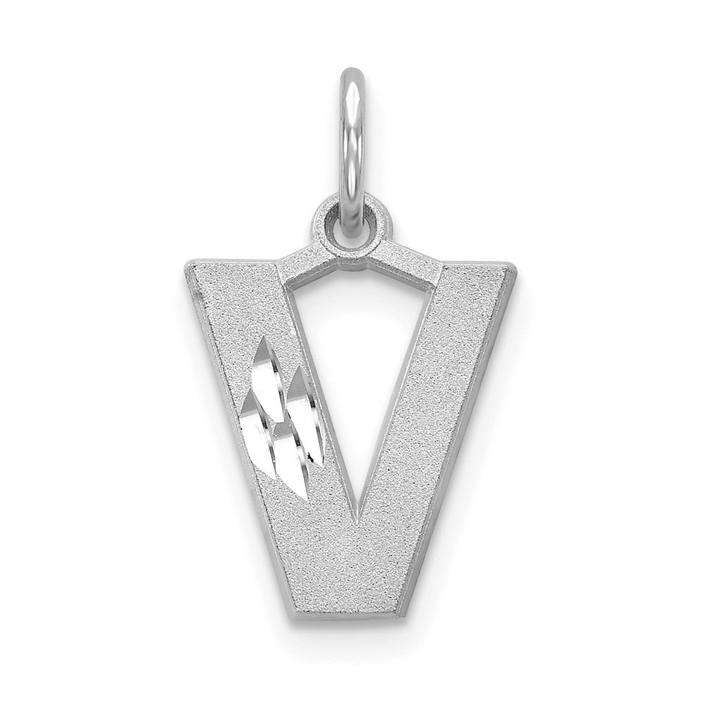 D1282V.jpg 14KW Satin Diamond-cut Letter V Initial Charm - Image 1