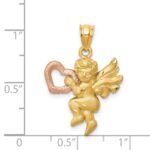 14k Two-tone Satin Diamond-cut Angel Charm - Image 3