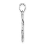 14K White Gold Solid Polished 3-D Anchor with Rope Pendant - Image 2