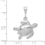 14k White Gold Solid Polished Open-Backed Sea Turtle Pendant - Image 3