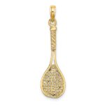 14K Solid Polished 3-D Tennis Racquet Charm - Image 4