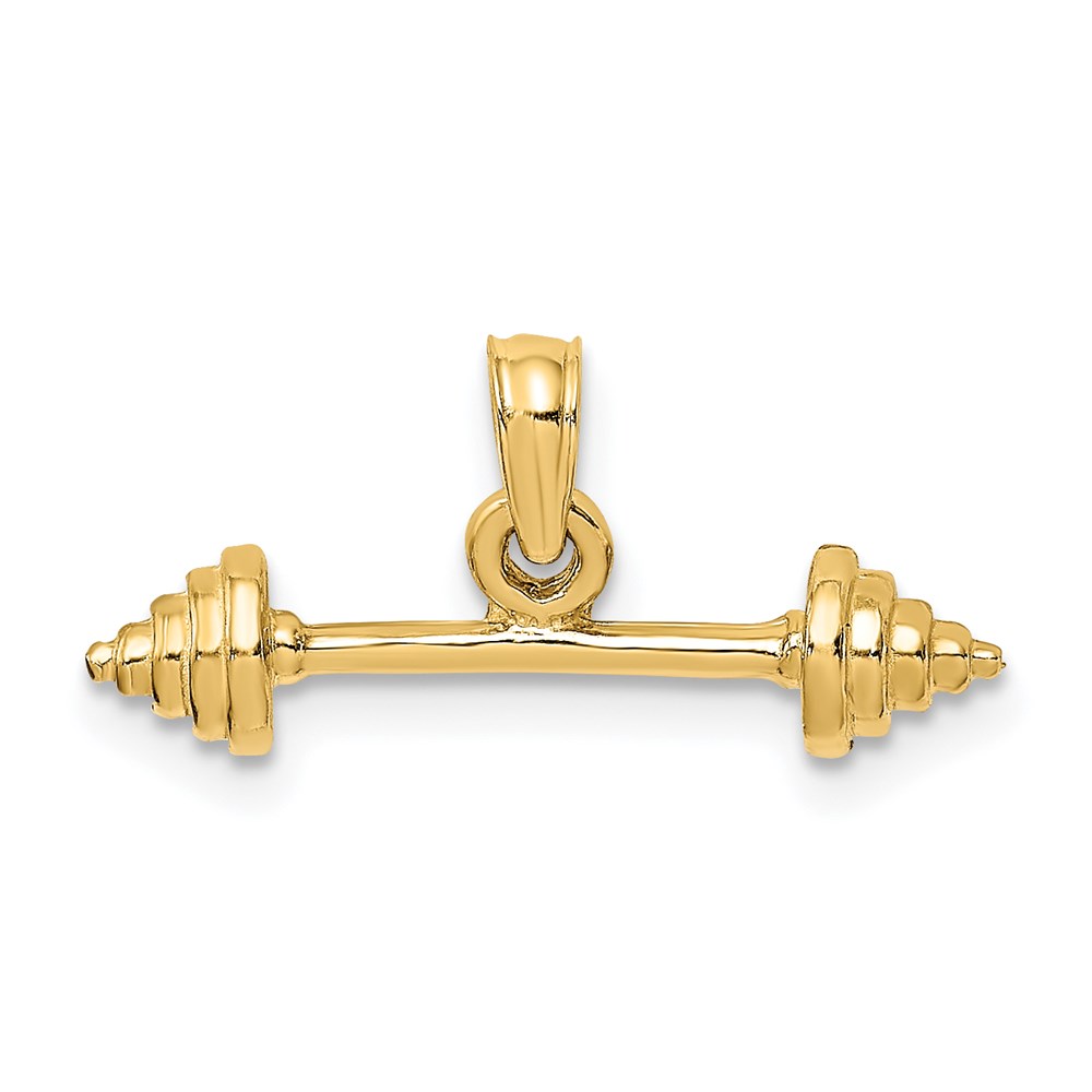 D1455.jpg 14K Solid Polished 3-D Dumbbell Charm - Image 1