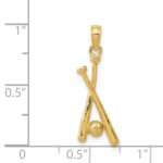14K Polished Open-Backed Bats and Baseball Pendant - Image 3