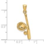 14K Solid Open-Backed Glove/Bat/Baseball Charm - Image 3