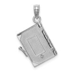 14K White Gold 3-D Bible with Lord's Prayer and Moveable Pages Pendant - Image 3