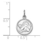 14k White Gold Polished Angel Round Charm - Image 3