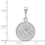 14K White Gold Polished and Satin Angel Round Pendant - Image 3
