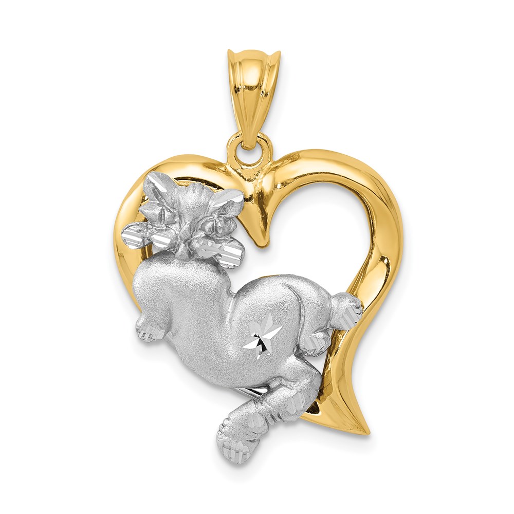D155.jpg 14k Two-tone Cat In Heart Charm - Image 1
