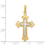 14k Two-tone Fleur De Lis Cross Pendant - Image 3