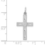 14k White Gold Diamond-cut Latin Cross with Heart Charm - Image 3