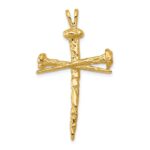 14K Polished and Textured Nail Cross Charm