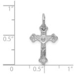 14k White Gold Satin Diamond-cut Crucifix Charm - Image 3
