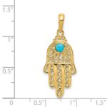 14k Turquoise Filigree Chamseh Pendant - Image 4