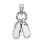 14k White Gold 3-D Moveable Baby Shoes Charm - Image 3