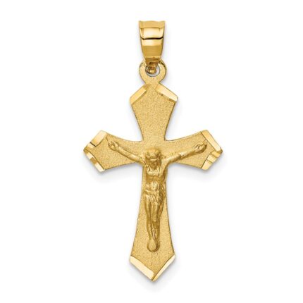 14k Satin Diamond-cut Crucifix Charm