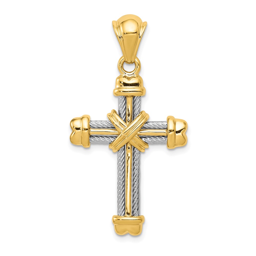 D254.jpg 14k Two-tone Fancy -X- Cross Pendant - Image 1