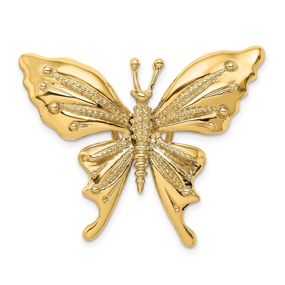 D2880.jpg 14k Polished and Beaded Butterfly Omega Slide - Image 1