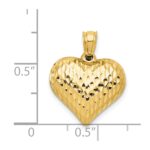 14K Polished and Textured 3-D Puffed Heart Pendant - Image 3