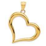 14K Polished Open Dangling Heart Pendant