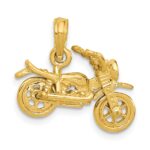 14k 3-D Motorcycle with Moveable Wheels Pendant - Image 3