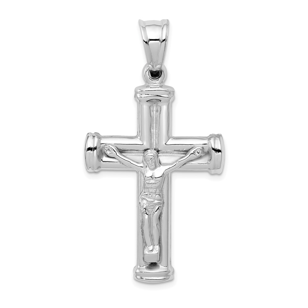 D3243.jpg 14K White Gold Hollow Crucifix Reversible to Cross Pendant - Image 1