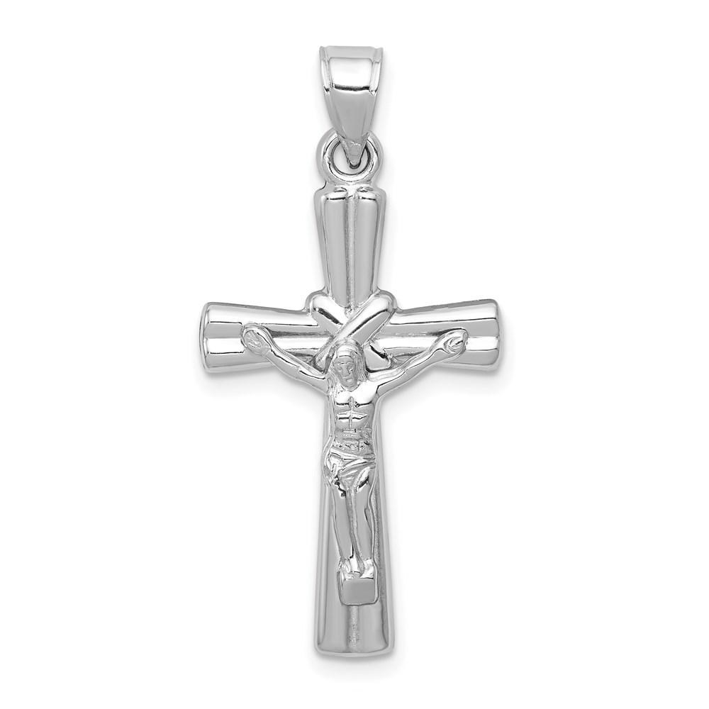 D3255.jpg 14K White Gold Hollow Crucifix Reversible to X-Center Cross Pendant - Image 1