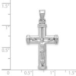 14K White Gold Hollow Crucifix Reversible to Cross Pendant - Image 3